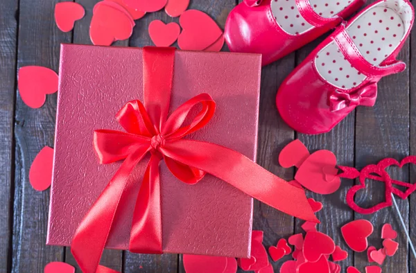 Box for present on table — Stock Photo, Image