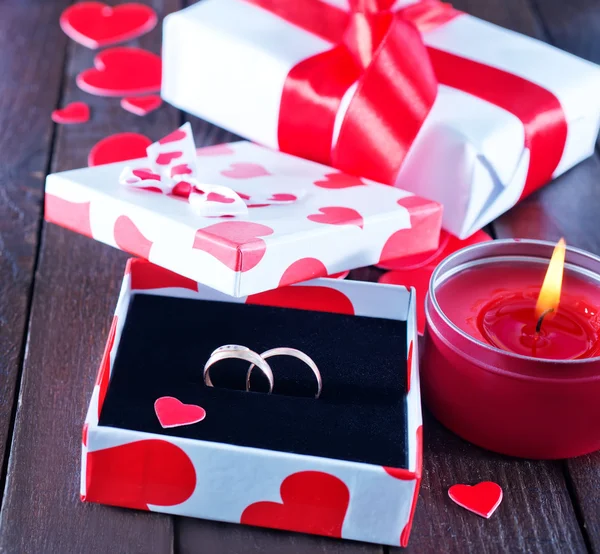 Ring in box for present — Stock Photo, Image