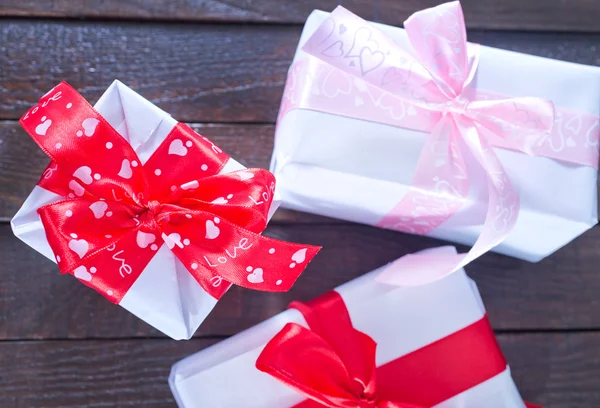 Boxes for present with ribbon — Stock Photo, Image