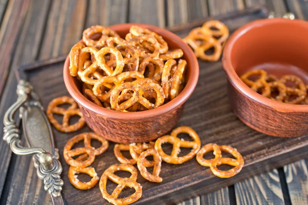 Pretzels in bowl — Stock Photo, Image