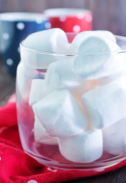 White marshmallows in glass bank — Stock Photo, Image