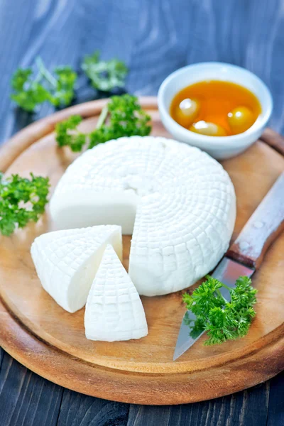 Round cheese and aroma spice — Stock Photo, Image