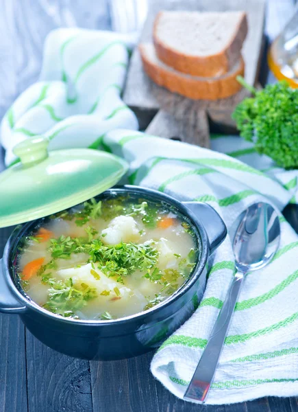Fresh soup in bowl — Stock Photo, Image