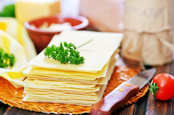 Ingredients for lasagna on table — Stock Photo, Image