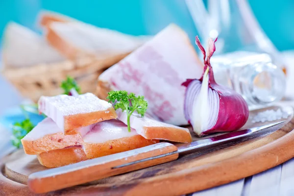 Lard and onion — Stock Image Lard and onion Royalty Free Stock Images