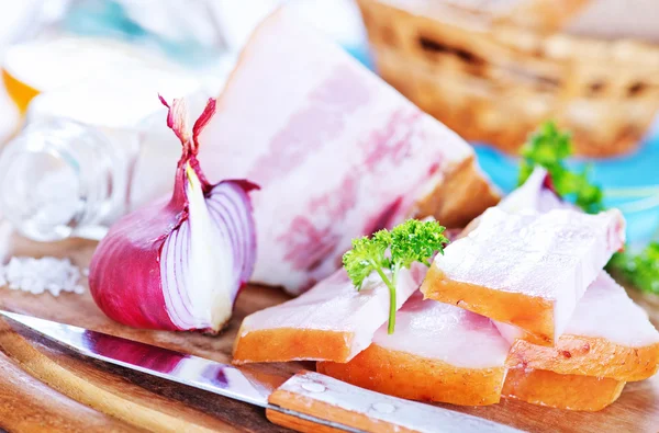 Lard and onion — Stock Image Lard and onion Royalty Free Stock Images