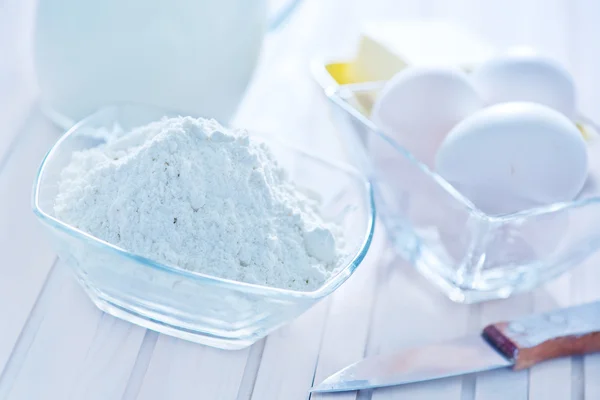 Ingredients for dough on table — Stock Photo, Image