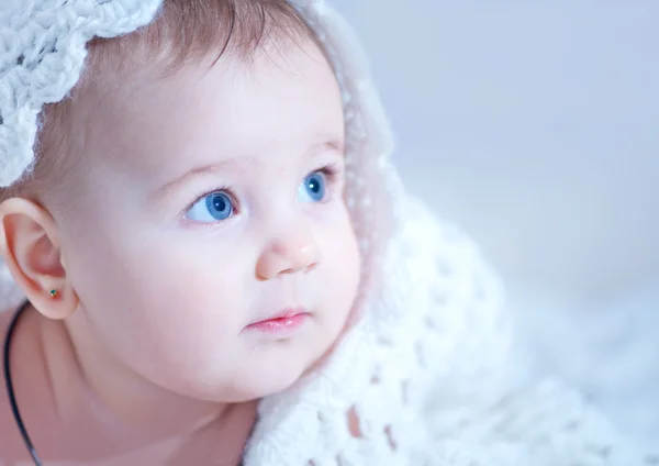 Little baby girl with blue eyes — Stock Photo, Image