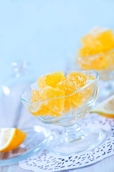 Marmalade in bowl on table — Stock Photo, Image
