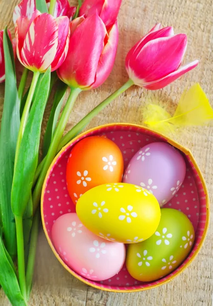 Easter eggs in box — Stock Photo, Image