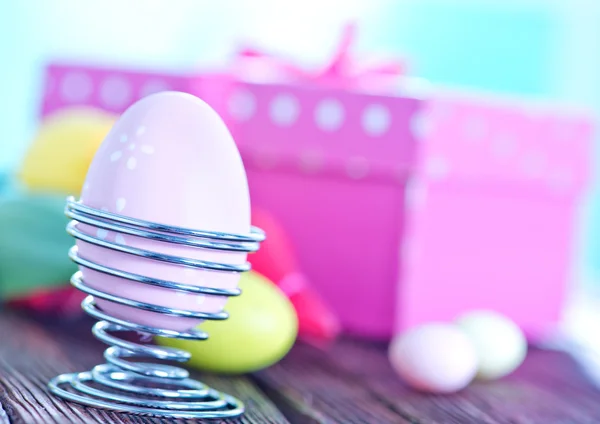 Easter eggs and box for present — Stock Photo, Image