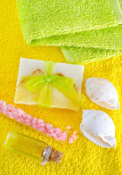 Aroma soap and salt — Stock Photo, Image