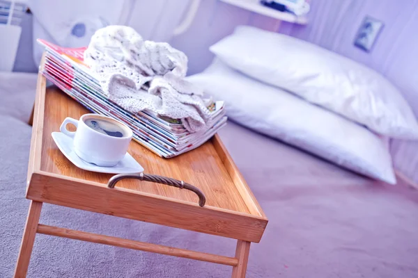 Coffee in cup on tray — Stock Photo, Image