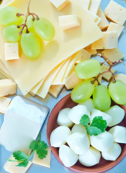 Formaggio su vassoio di metallo — Foto Stock