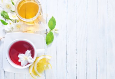 Jasmin çay ve jasmin çiçekler