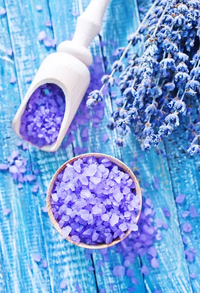 Sea salt and lavender — Stock Photo, Image