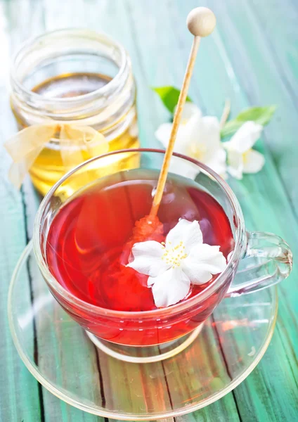 Jasmin tea and jasmin flowers — Stock Photo, Image