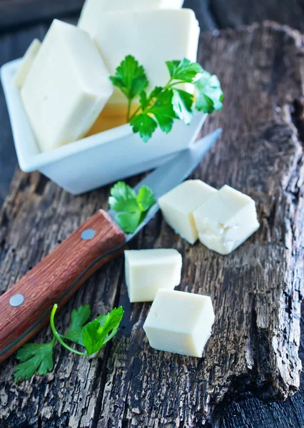 Queijo fresco na tigela — Fotografia de Stock