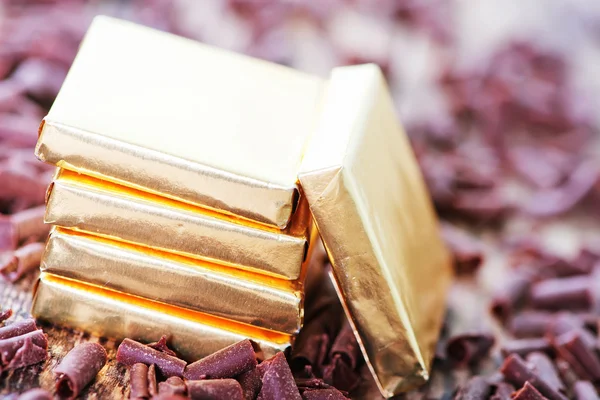 Chocolate candy in the foil — Stock Photo, Image
