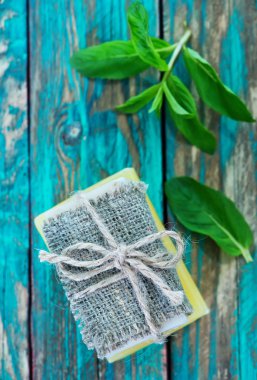 Sabun ve nane yaprakları