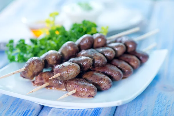 Fried hearts on plate — Stock Photo, Image