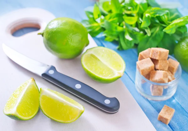 Lime fresco con zucchero — Foto Stock