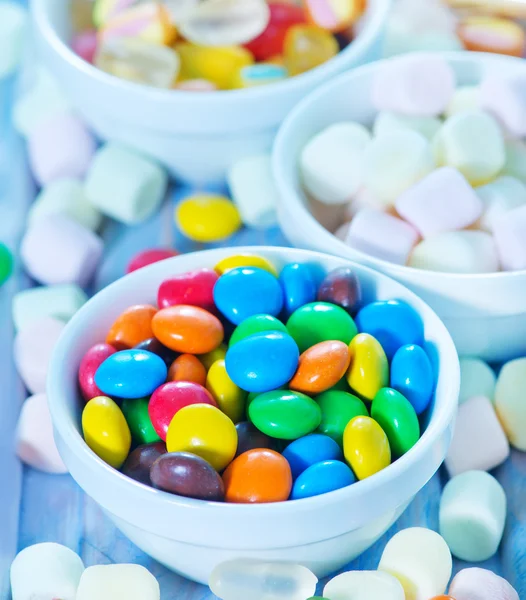 Color candies in bowl — Stock Photo, Image