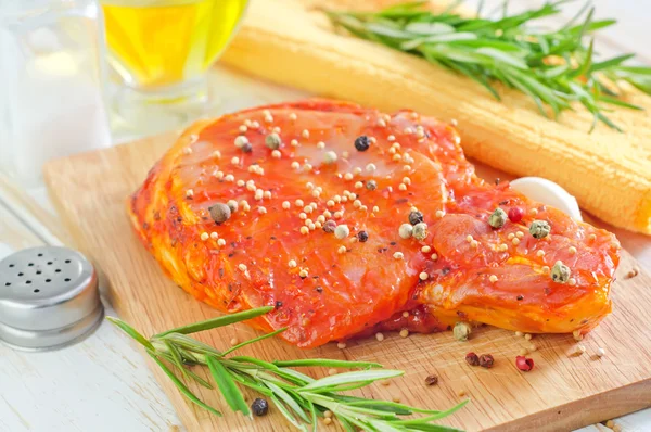 Raw steak and aroma spice — Stock Photo, Image