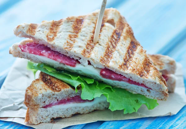 Sandwiches with cheese and ham — Stock Photo, Image