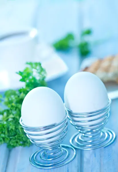 Vařená vejce k snídani — Stock fotografie