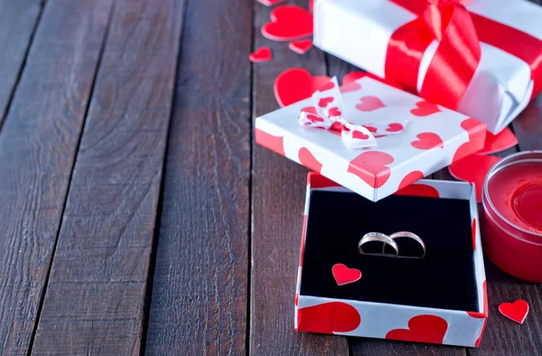 Ring in box for present — Stock Photo, Image