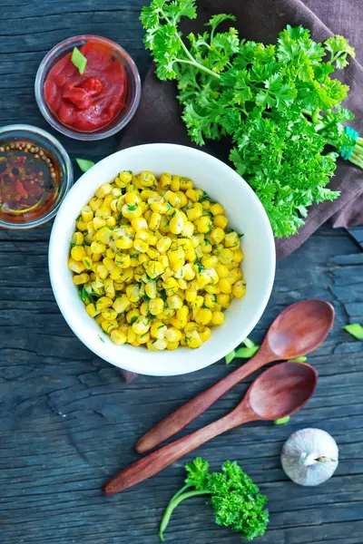 Fried corn with butter and spice — Stock Photo, Image