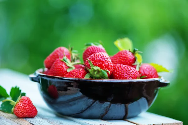 Frische Erdbeeren in Schüssel — Stockfoto