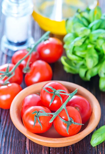 Fresh tomato and basil — Stock Photo, Image