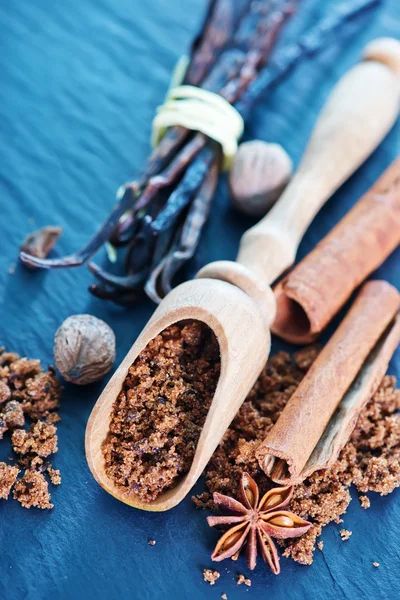 Aroma Gewürz und brauner Zucker — Stockfoto