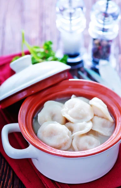 Boiled pelmeni with butter — Stock Photo, Image