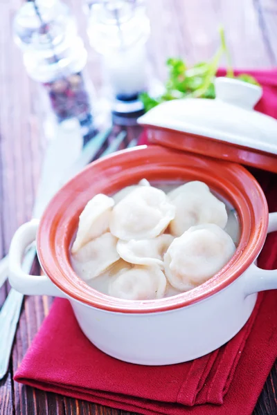 Boiled pelmeni with butter — Stock Photo, Image