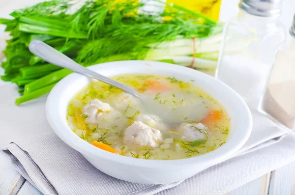 Fresh soup with meat balls — Stock Photo, Image