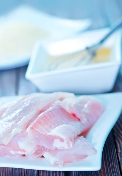 밀가루, 날 달걀, 생선 — 스톡 사진