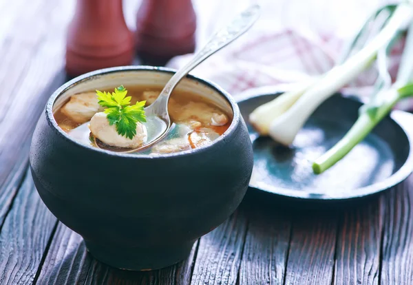 Świeże zupy w misce — Zdjęcie stockowe