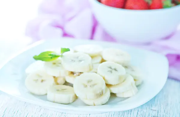 Sliced Banana on plate — Stock Photo, Image
