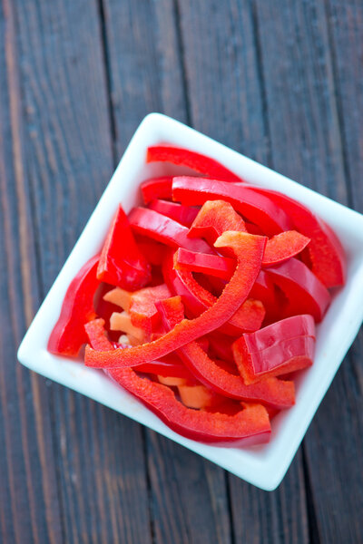 Red pepper in white bowl