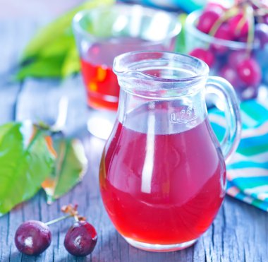 Cherry juice in glass jug clipart
