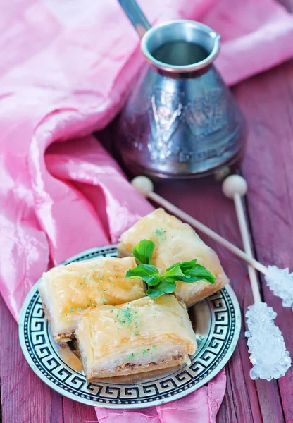 Turkish delight on metal plate — Stock fotografie