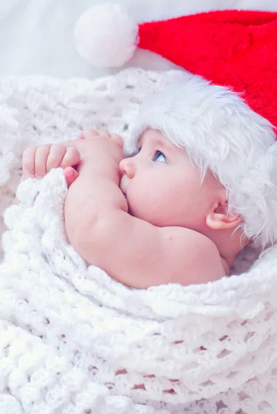 Baby in christmas hat — Stock Photo, Image