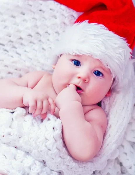 Baby in christmas hat — Stock Photo, Image