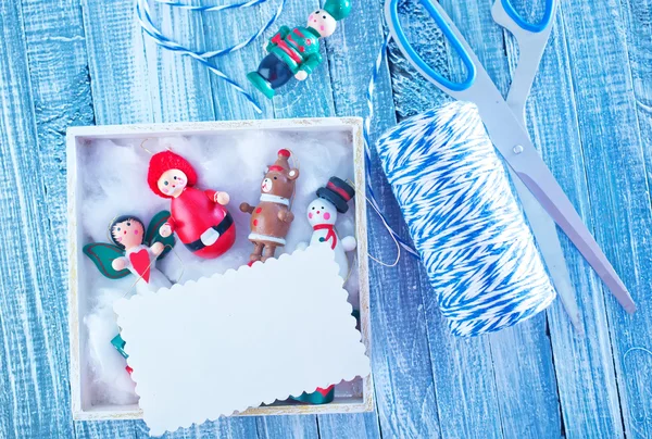 Christmas decorations in box — Stock Photo, Image