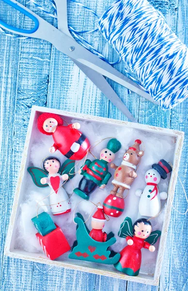 Christmas decorations in box — Stock Photo, Image