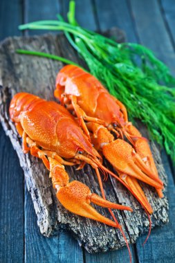 haşlanmış crayfishes plaka üzerinde
