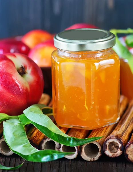 Nectarine jam in jar — Stock Photo, Image